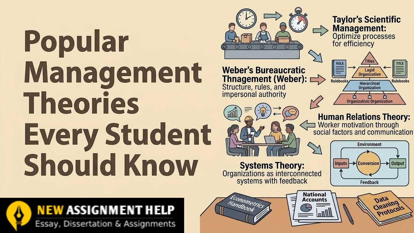 Overview of 9 management theories for student university assignments